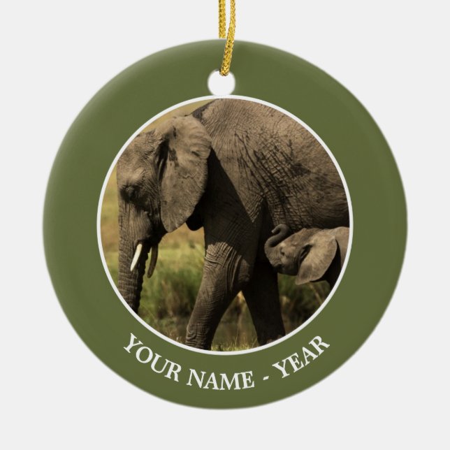 Afrikanische Elefanten Keramikornament (Vorne)