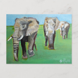 Afrikanische Elefanten Malen Kunst Postkarte