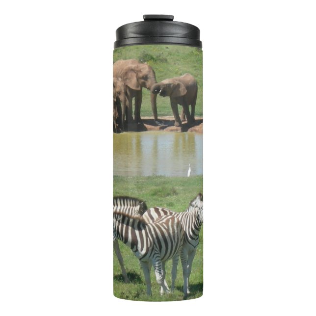 Afrikanische Elefanten und Zebras Tumbler Thermosbecher (Vorderseite)
