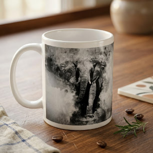 Afrikanische Elefantenfarbe Schwarz und Weiß Kaffeetasse