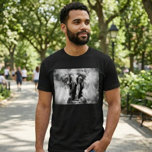 Afrikanische Elefantenfarbe Schwarz und Weiß T-Shirt