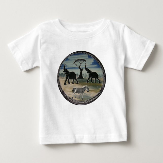 afrikanische Elefantenkunst Print Baby T-shirt (Vorderseite)