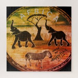 afrikanische Elefantenkunst Print Puzzle