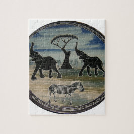 afrikanische Elefantenkunst Print Puzzle