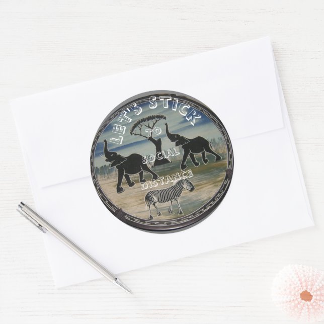 afrikanische Elefantenkunst Print Runder Aufkleber (Umschlag)