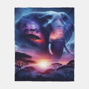 Afrikanische Elefantensilhouette Sonnenuntergang S Fleecedecke