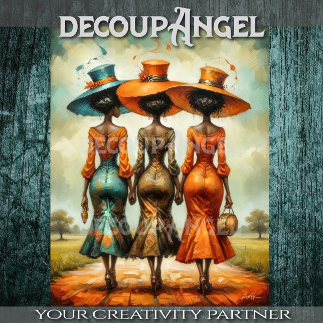 Afrikanische Eleganz Drei Frauen im Einklang Entde Seidenpapier (Von Creator hochgeladen)