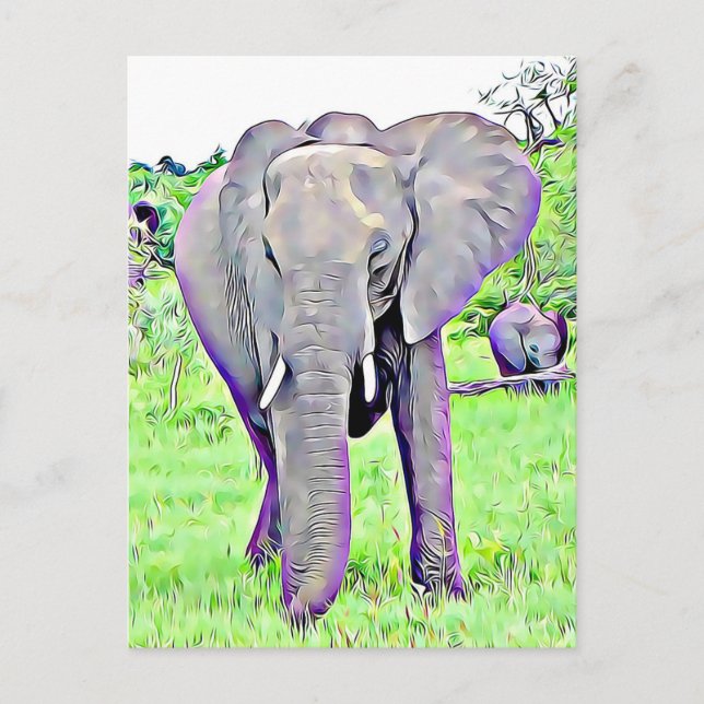 Afrikanische Elephant Mama und Baby Scene Artwork Postkarte (Vorderseite)