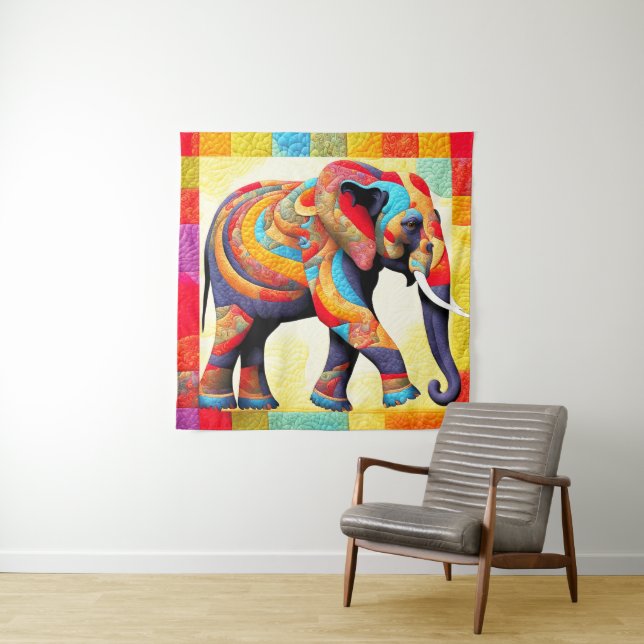 afrikanische Elephant Quilt Look Tapestry Wandteppich (Beispiel)