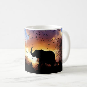 Afrikanische Elephant-Silhouette bei Sunset Coffee Kaffeetasse