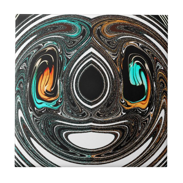 afrikanische Ethnic Doodle Zebra Textured Art Prin Fliese (Vorderseite)