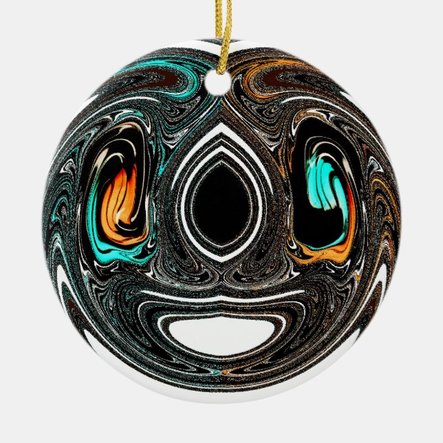 afrikanische Ethnic Doodle Zebra Textured Art Prin Keramik Ornament (Vorne)