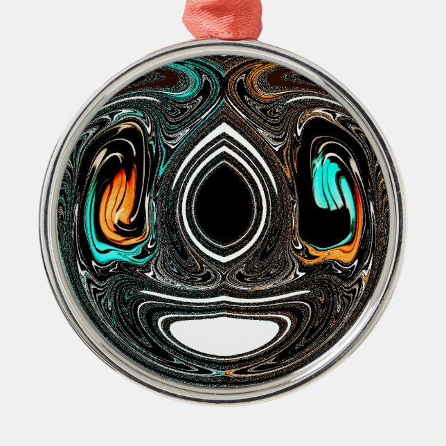 afrikanische Ethnic Doodle Zebra Textured Art Prin Ornament Aus Metall (Vorne)