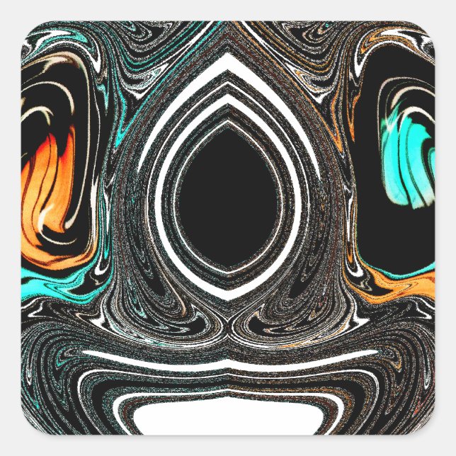 afrikanische Ethnic Doodle Zebra Textured Art Prin Quadratischer Aufkleber (Vorderseite)