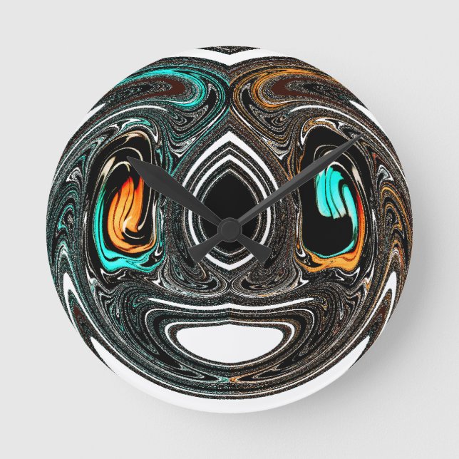 afrikanische Ethnic Doodle Zebra Textured Art Prin Runde Wanduhr (Vorderseite)