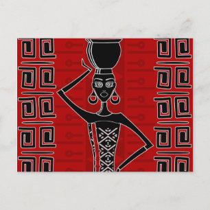 Afrikanische Ethnic Ornament Black and Red N1 Postkarte