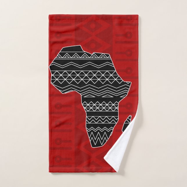 Afrikanische Ethnic Ornament Black and Red N9 Badhandtuch Set (Handtuch)
