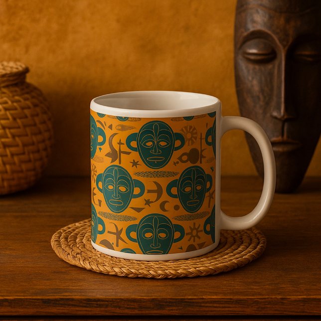 Afrikanische ethnische Gesichtspattern in Stammesm Kaffeetasse (Von Creator hochgeladen)