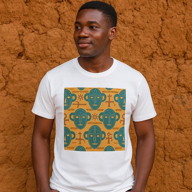 Afrikanische ethnische Gesichtspattern in Stammesm T-Shirt (Von Creator hochgeladen)