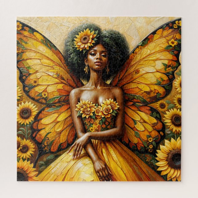 afrikanische Fairy mit Sonnenblumen Puzzle (Vertikal)