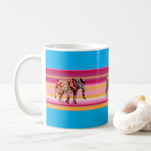 Afrikanische farbenfrohe Elefanten Stripe Tasse