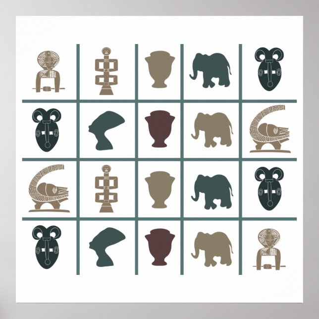 afrikanische farbige Symbole Poster (Vorne)