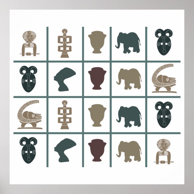 afrikanische farbige Symbole Poster (Vorne)
