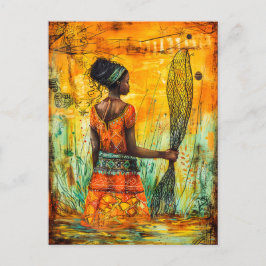 Afrikanische Fischer mit Netz Postkarte