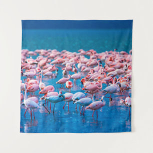 afrikanische Flamingos. Gruppe von Flamingos stehe Wandteppich