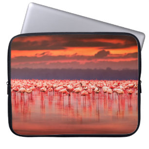 Afrikanische Flamingos im See über schöne Sonne Laptopschutzhülle