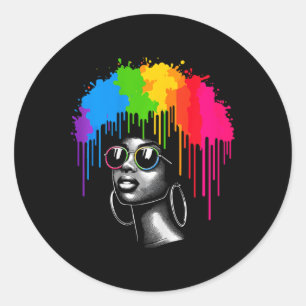 Afrikanische Frau Afro Hair Melanin Juneteenth Runder Aufkleber