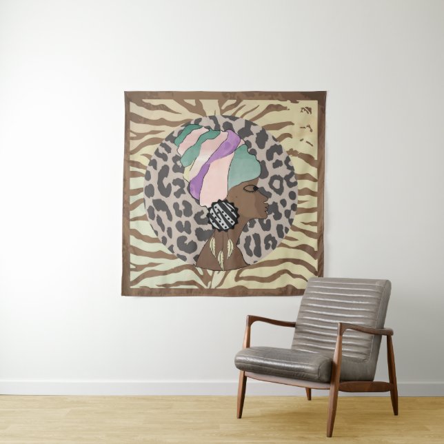 Afrikanische Frau Boho Kunstwerk Wandteppich (Beispiel)
