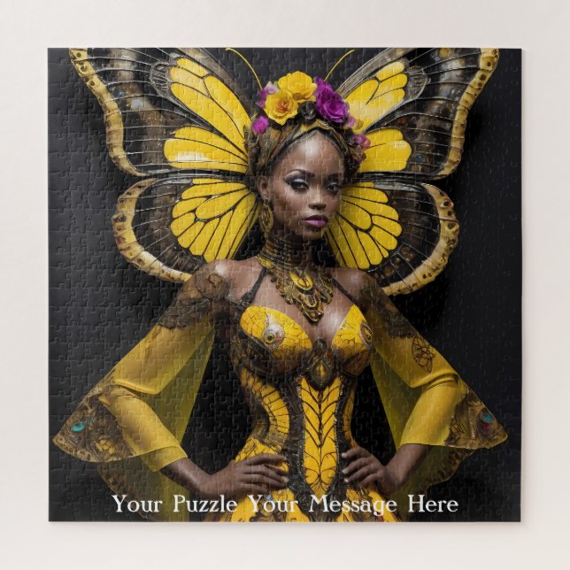 Afrikanische Frau Butterfly Dress Puzzle (Vertikal)