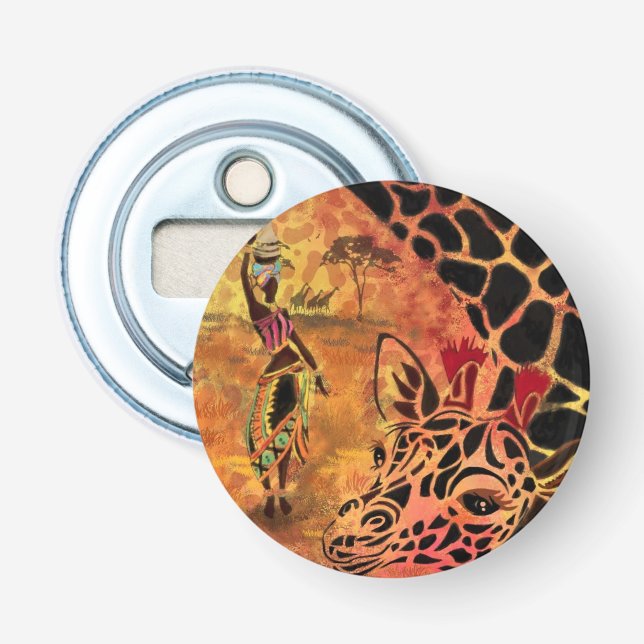 Afrikanische Frau Giraffe Flaschenöffner (Vorderseite)