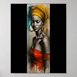 Afrikanische Frau Kopfbedeckung Kunst Skizze Melan Poster