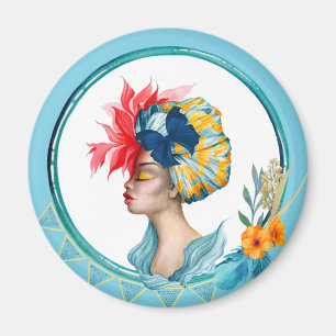 Afrikanische Frau Magnet Blue