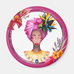 Afrikanische Frau Magnet Blue