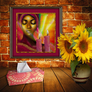 Afrikanische Frau mit Candles Modern Canvas Print Poster