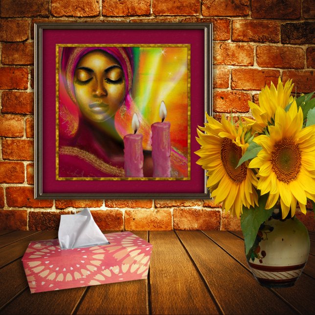 Afrikanische Frau mit Candles Modern Canvas Print Poster (Von Creator hochgeladen)