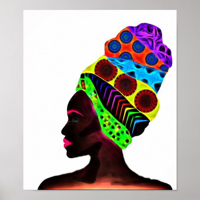 Afrikanische Frau mit farbenprächtigen Turban Poster (Vorne)
