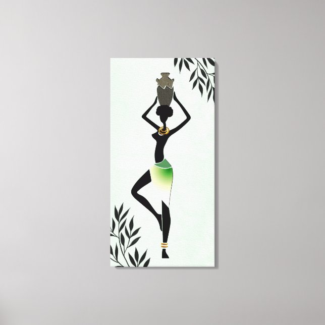 Afrikanische Frau mit Jug Silhouette 2 Canvas Prin Leinwanddruck (Vorderseite)