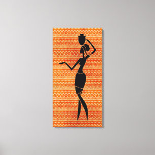 Afrikanische Frau mit Jug-Silhouette Leinwanddruck