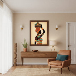 Afrikanische Frau mit Topf Stammeskunst Poster