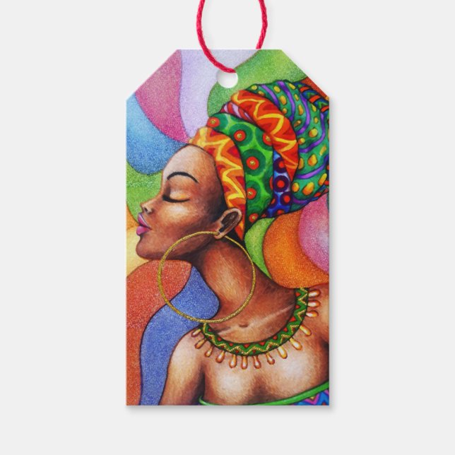 Afrikanische Frau mit traditionellem Wachs Geschenkanhänger (Vorderseite)