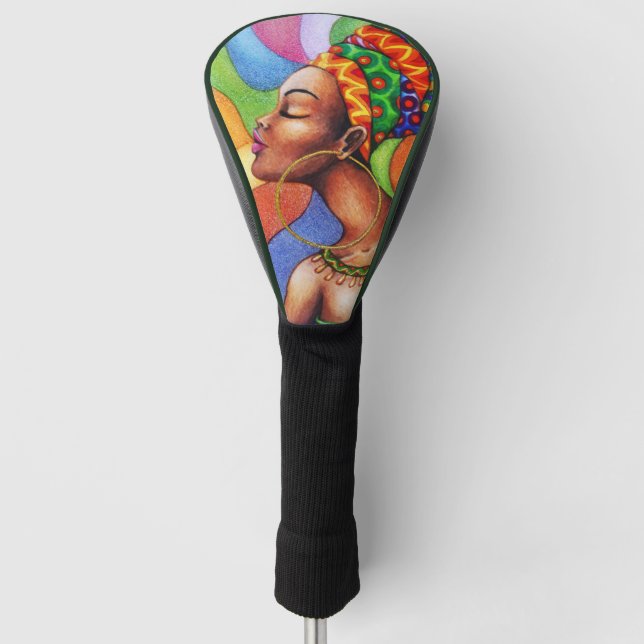 Afrikanische Frau mit traditionellem Wachs Golf Headcover (Vorderseite)