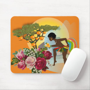 Afrikanische Frau Orange Blumenmouse Pad! Mousepad
