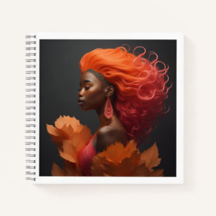 Afrikanische Frau orange Haare Notizbuch