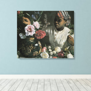 Afrikanische Frau Päonien von Frederic Bazille, Bl Leinwanddruck