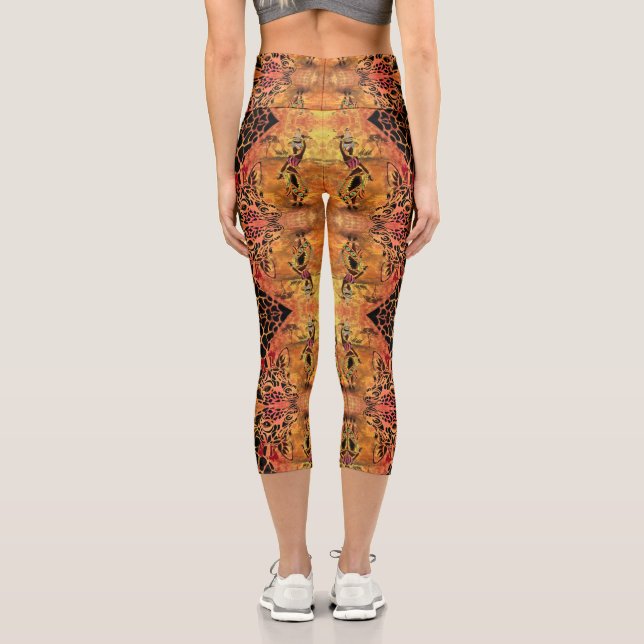 Afrikanische Frau und Giraffe Leggings (Rückseite)