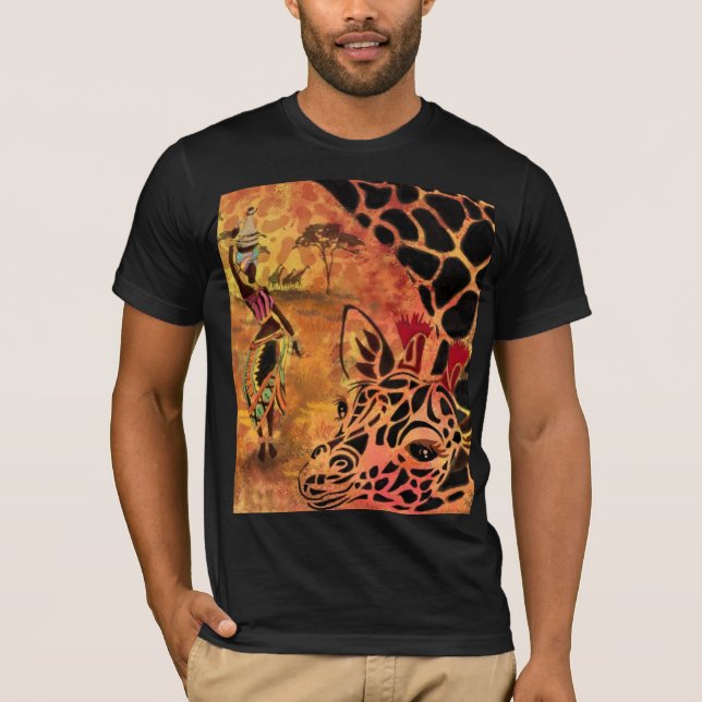Afrikanische Frau und Giraffe-T - Shirt (Vorderseite)